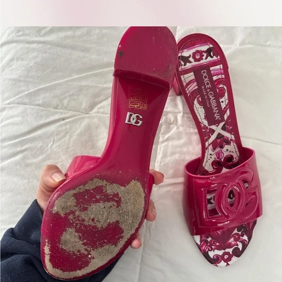 Dolce & Gabbana Fuchsia Logo Sandals - Picture 2 of 5